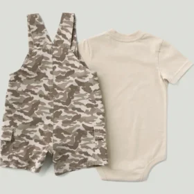 Boys’ 2-Piece Short Sleeve Bodysuit & Camo Cargo Pocket Shortall Set (Baby)