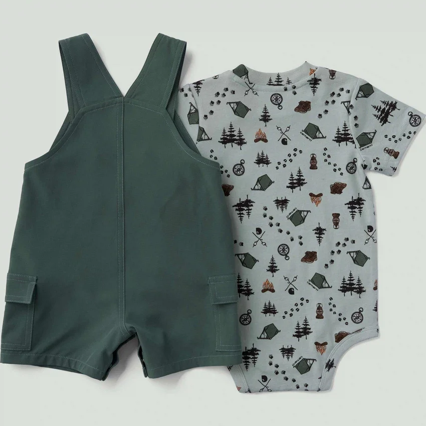 Boys' 2-Piece Short Sleeve Bodysuit & Cargo Pocket Shortall Set (Baby)
