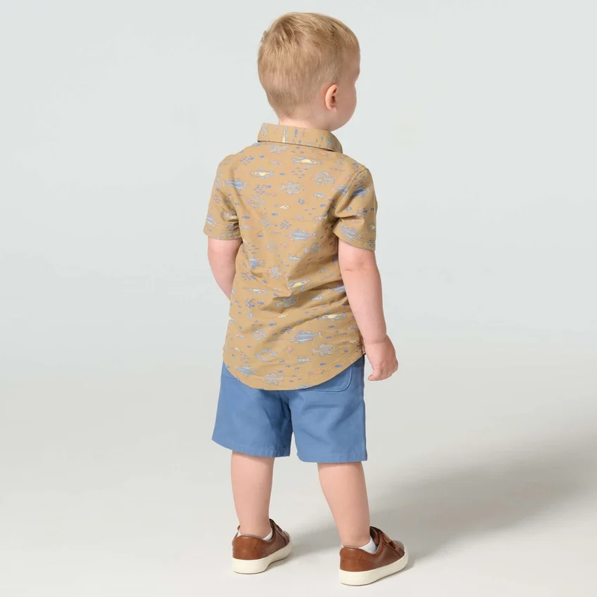 Boys' 2-Piece Short Sleeve Printed Shirt & Canvas Short Set (Toddler)