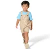 Boys' 2-Piece Short Sleeve T-Shirt & Brown Stripe Shortall Set (Toddler)