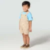 Boys' 2-Piece Short Sleeve T-Shirt & Brown Stripe Shortall Set (Toddler)
