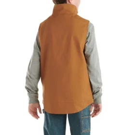 Boys’ Zip-Front Canvas Sherpa Lined Vest