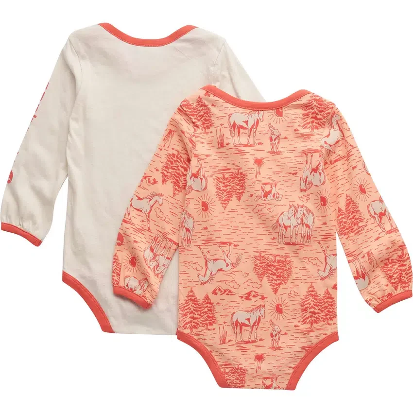 Girls' 2-Piece Long Sleeve Farm Print Bodysuit Set (Baby)