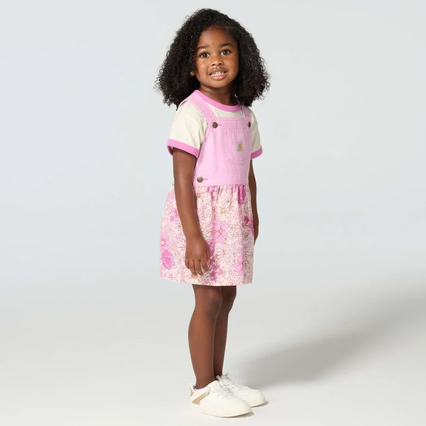 Girls' 2-Piece Short Sleeve T-Shirt & Printed Jumper Set (Toddler)