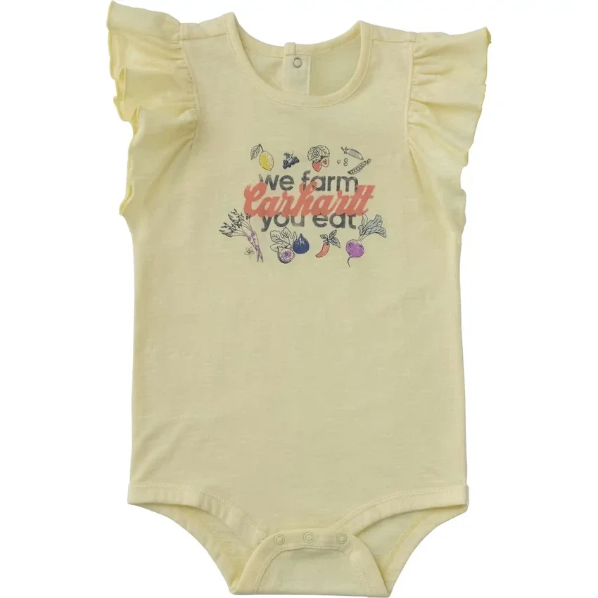 Girls' Short Ruffle Sleeve Veggie Bodysuit (Baby)