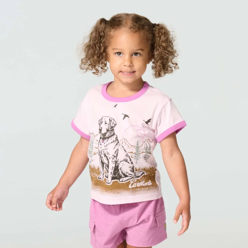Girls' Short Sleeve Dog Ringer T-Shirt (Child/Toddler)