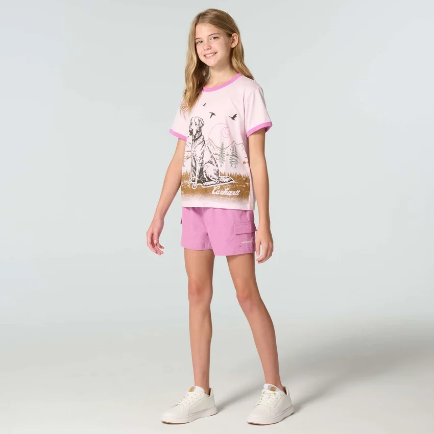Girls' Short Sleeve Dog Ringer T-Shirt (Child/Toddler)