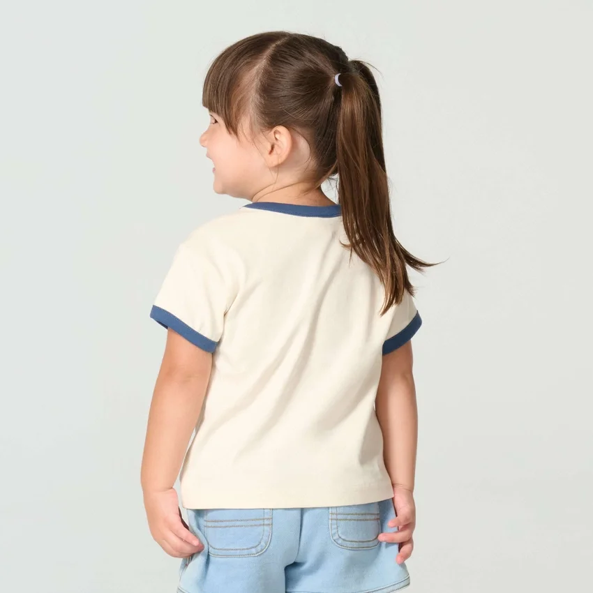 Girls' Short Sleeve Floral "C" Ringer T-Shirt (Child/Toddler/Youth)