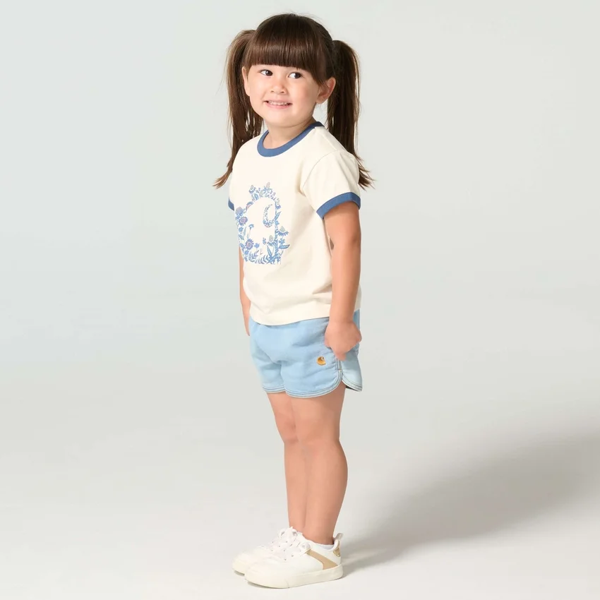 Girls' Short Sleeve Floral "C" Ringer T-Shirt (Child/Toddler/Youth)