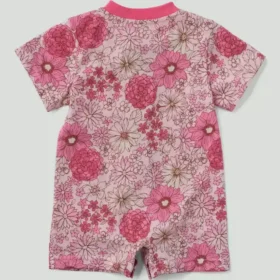 Girls’ Short Sleeve Floral Henley Pocket Romper (Baby)