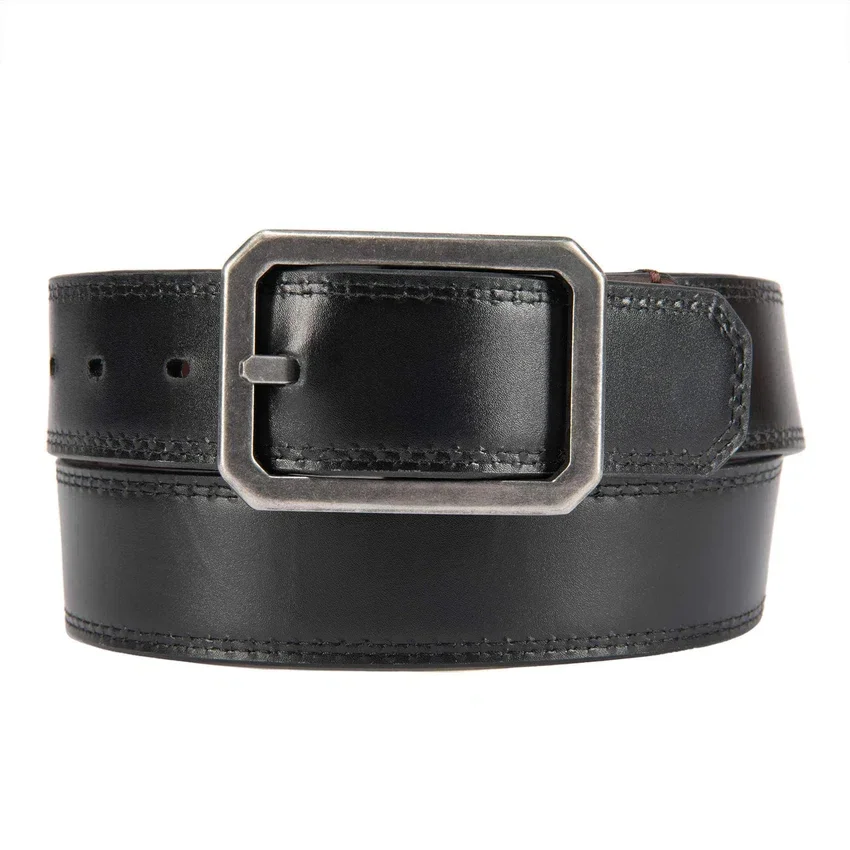 Leather Reversible Center Bar Buckle Belt