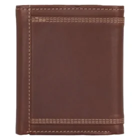 Leather Triple-Stitched Trifold Wallet