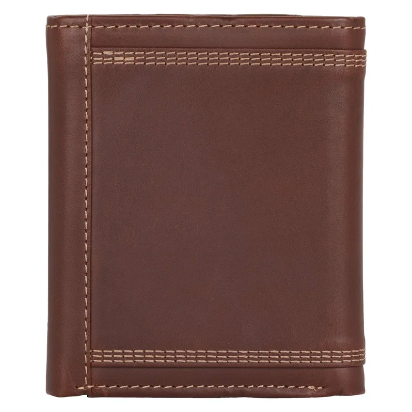 Leather Triple-Stitched Trifold Wallet