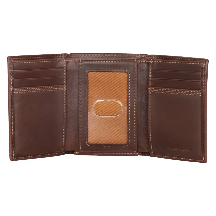 Leather Triple-Stitched Trifold Wallet