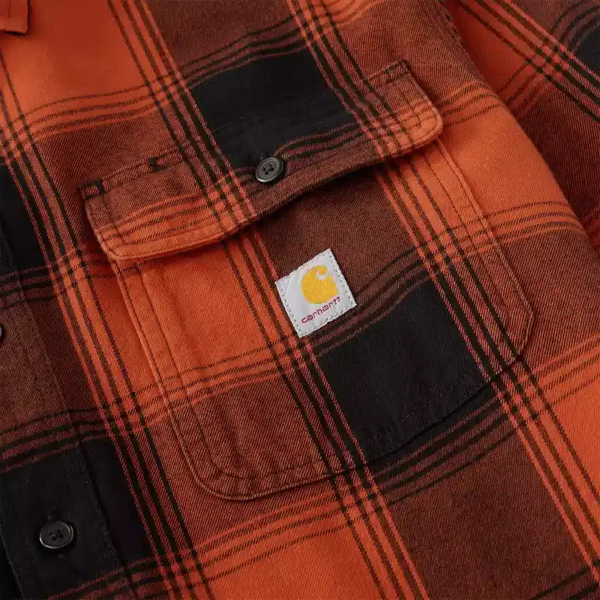 Loose Fit Heavyweight Flannel Long-Sleeve Plaid Shirt