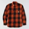 Loose Fit Heavyweight Flannel Long-Sleeve Plaid Shirt