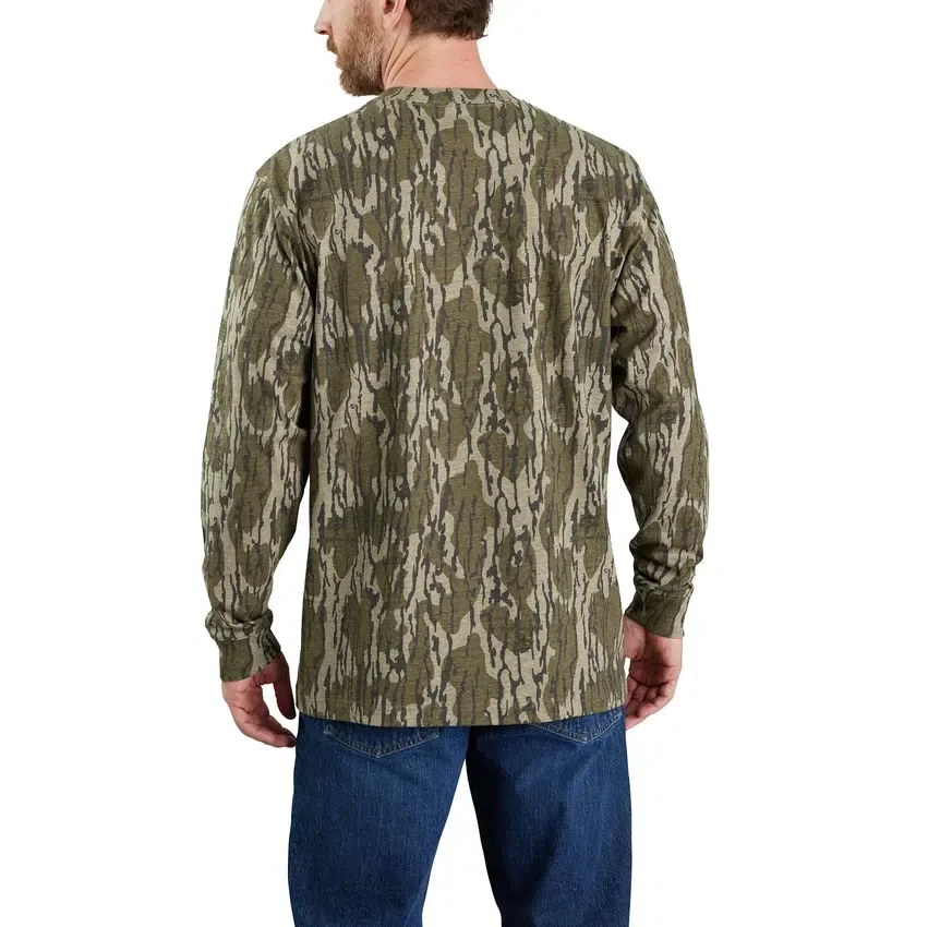 Men's Dearborn Loose Fit Heavyweight Long Sleeve Camo Pocket T-Shirt - 100% Cotton