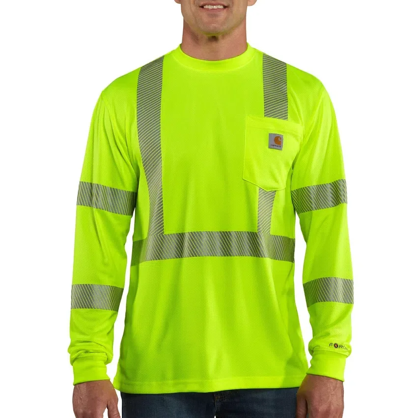 Men's Force High Visibility Relaxed Fit Long Sleeve Class 3 T-Shirt