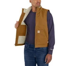 Men’s Fr Duck Mock Neck Sherpa-Lined Vest – Flame Resistant Vests