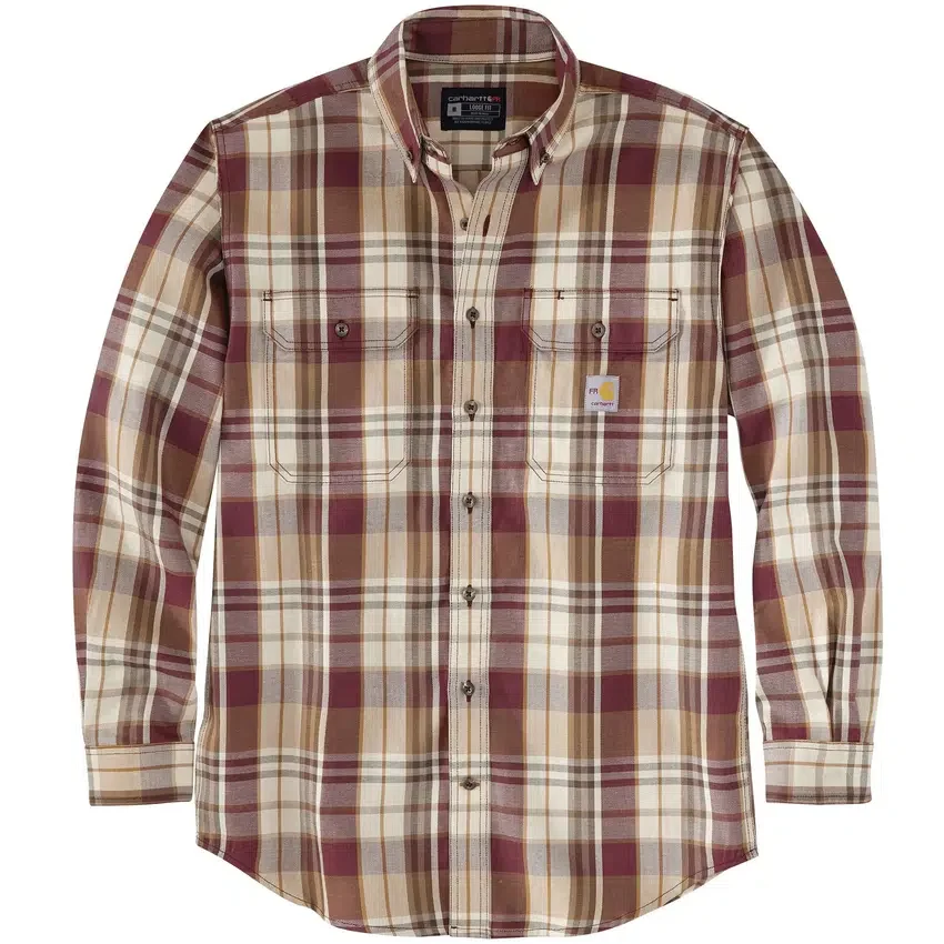 Men's Fr Loose Fit Long Sleeve Twill Plaid Shirt - Flame Resistant Shirts