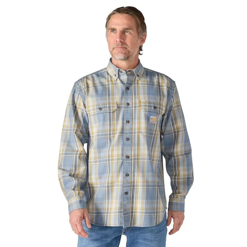 Men's Fr Loose Fit Long Sleeve Twill Plaid Shirt - Flame Resistant Shirts
