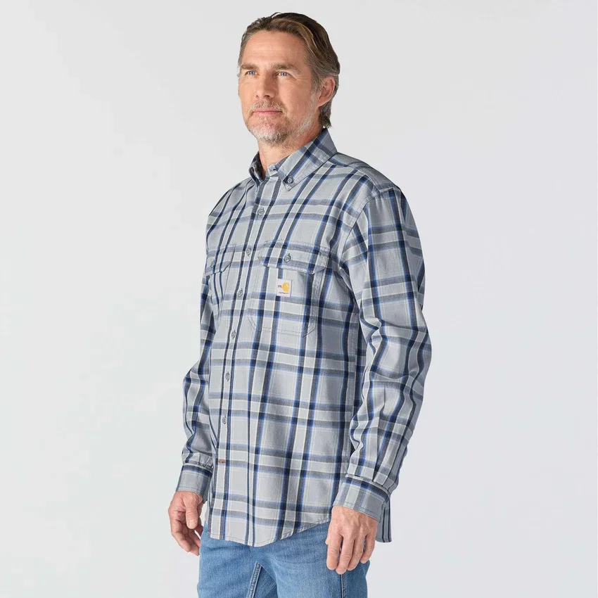 Men's Fr Loose Fit Long Sleeve Twill Plaid Shirt - Flame Resistant Shirts