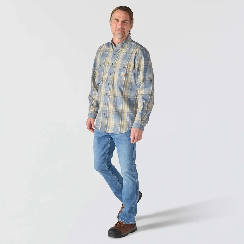 Men's Fr Loose Fit Long Sleeve Twill Plaid Shirt - Flame Resistant Shirts