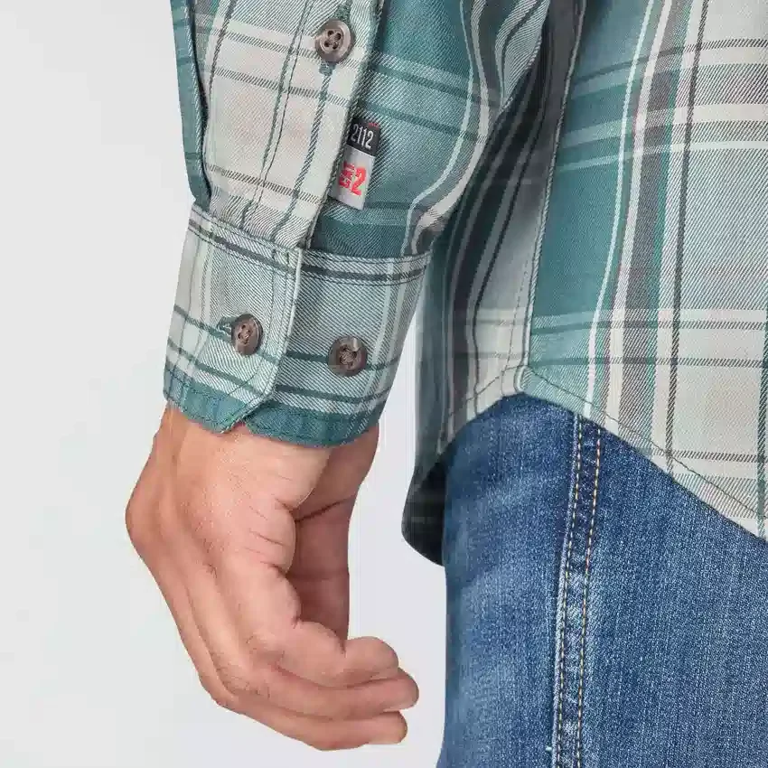 Men's Fr Loose Fit Long Sleeve Twill Plaid Shirt - Flame Resistant Shirts