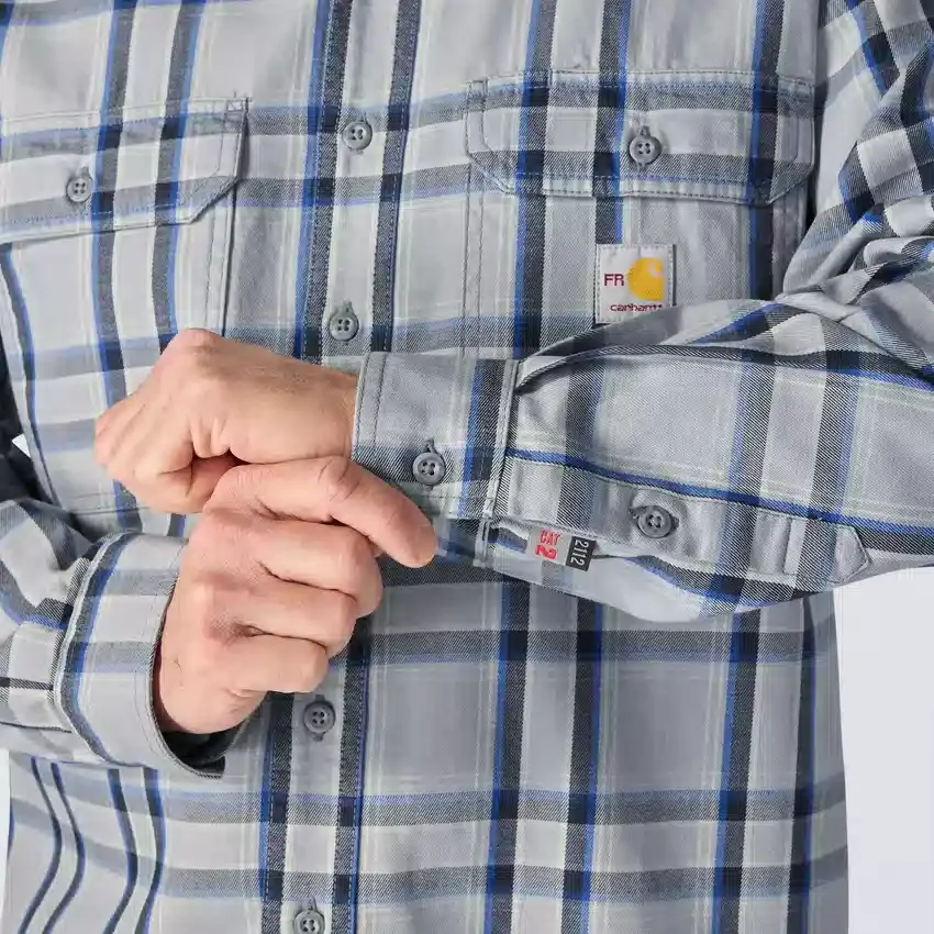 Men's Fr Loose Fit Long Sleeve Twill Plaid Shirt - Flame Resistant Shirts