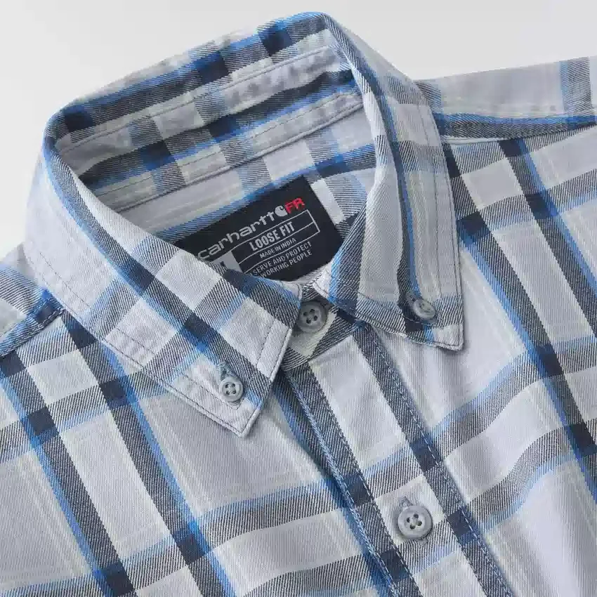 Men's Fr Loose Fit Long Sleeve Twill Plaid Shirt - Flame Resistant Shirts