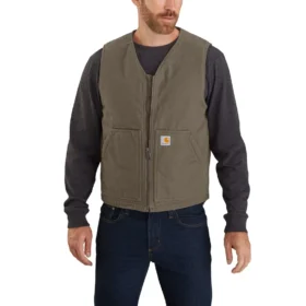 Men's Washed Duck Rugged Sherpa-Lined Vest