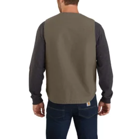 Men’s Washed Duck Rugged Sherpa-Lined Vest