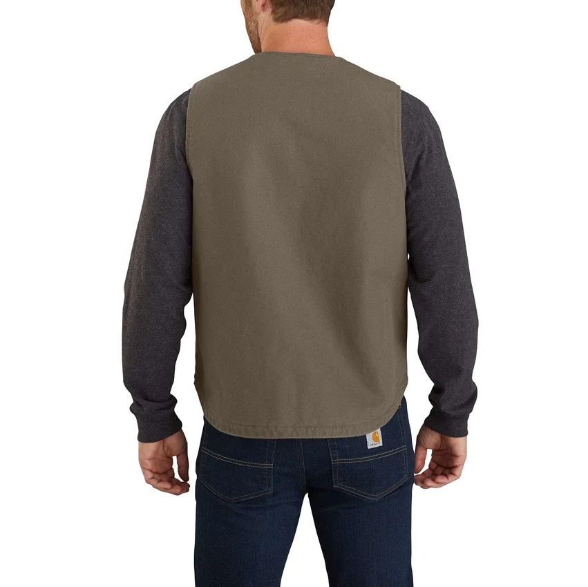 Men's Washed Duck Rugged Sherpa-Lined Vest