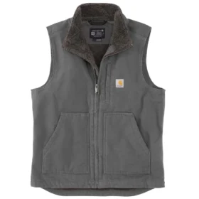 Men's Washed Duck Sherpa-Lined Mock-Neck Vest