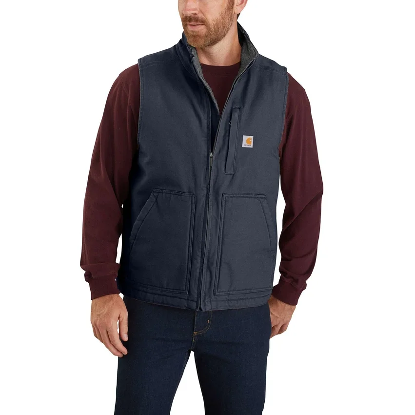 Men's Washed Duck Sherpa-Lined Mock-Neck Vest