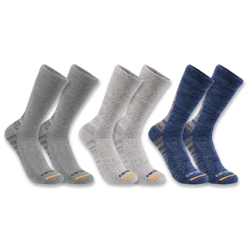 Midweight Synthetic-Cotton Blend Crew Sock 3-Pack