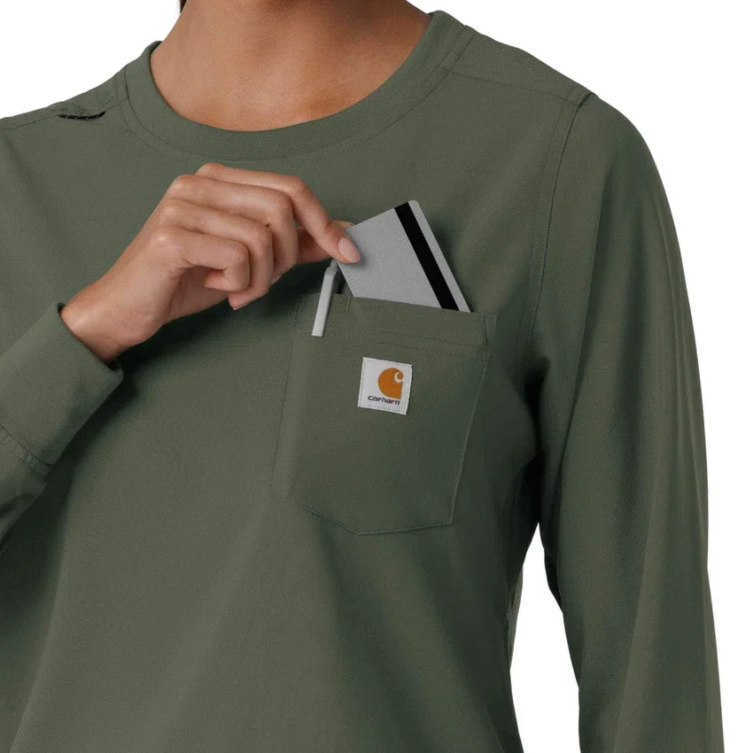 Women's Force Cross-Flex Crew Neck Long Sleeve Scrub Top