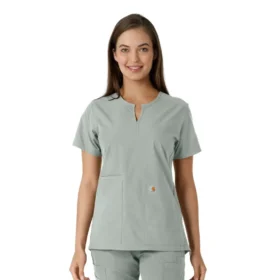 Women's Force Essentials Notch Neck Tunic Knit Panel Scrub Top