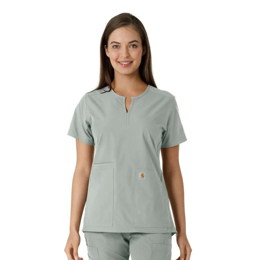 Women's Force Essentials Notch Neck Tunic Knit Panel Scrub Top