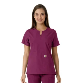 Women's Force Essentials Notch Neck Tunic Knit Panel Scrub Top