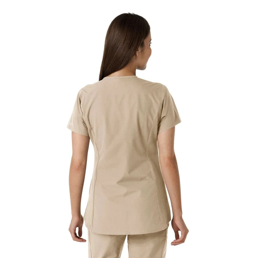 Women's Force Essentials Notch Neck Tunic Knit Panel Scrub Top