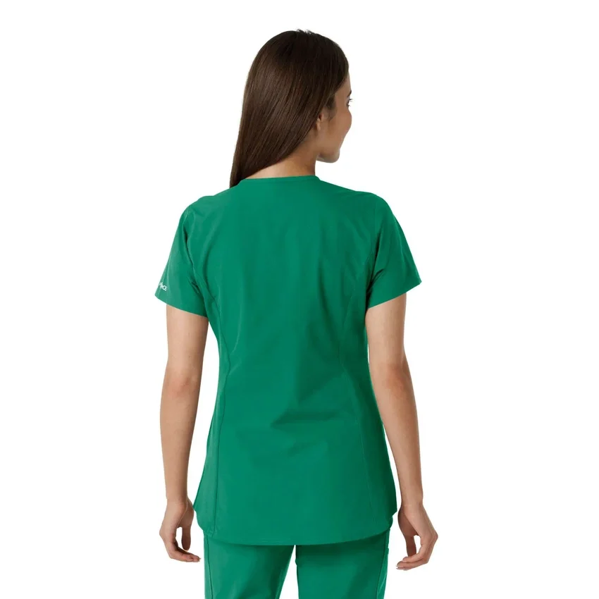 Women's Force Essentials Notch Neck Tunic Knit Panel Scrub Top