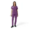 Women's Force Essentials Notch Neck Tunic Knit Panel Scrub Top