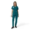 Women's Force Essentials Notch Neck Tunic Knit Panel Scrub Top
