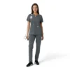 Women's Force Essentials Notch Neck Tunic Knit Panel Scrub Top