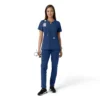 Women's Force Essentials Notch Neck Tunic Knit Panel Scrub Top