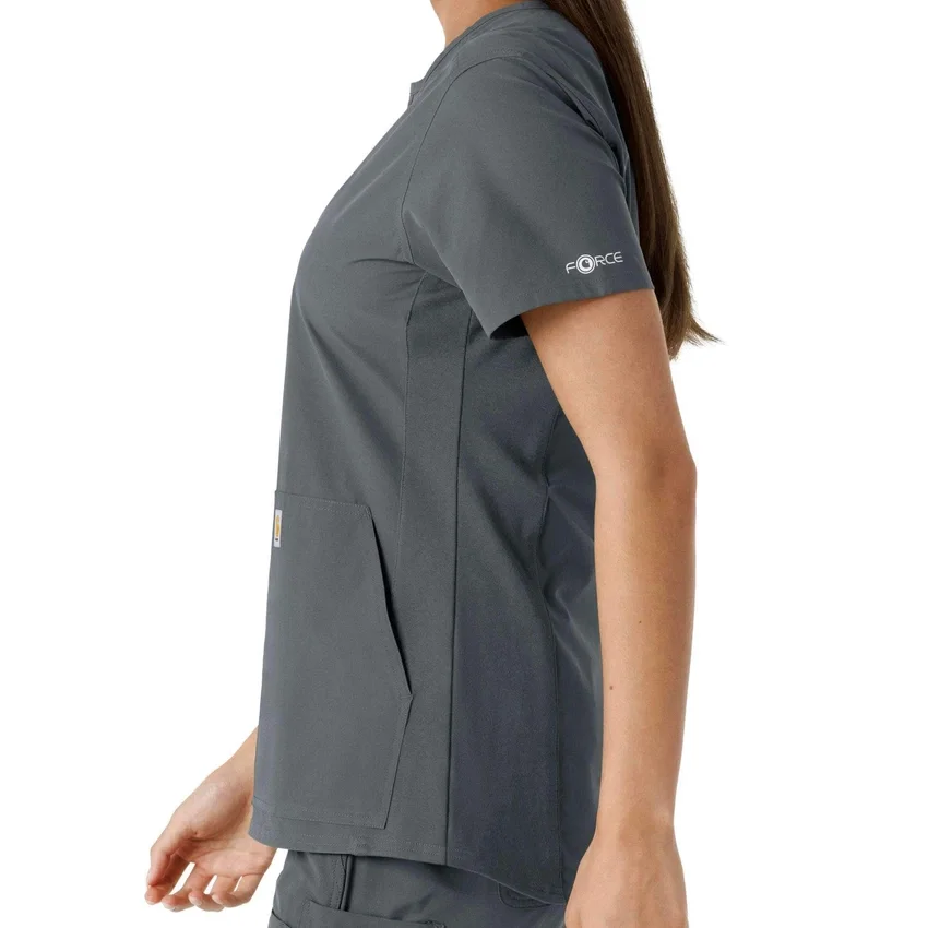 Women's Force Essentials Notch Neck Tunic Knit Panel Scrub Top