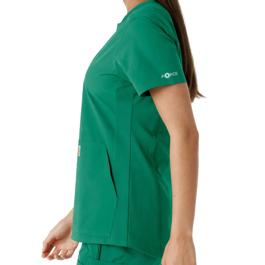 Women's Force Essentials Notch Neck Tunic Knit Panel Scrub Top