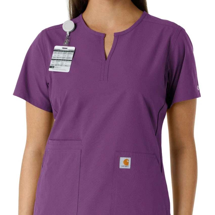 Women's Force Essentials Notch Neck Tunic Knit Panel Scrub Top