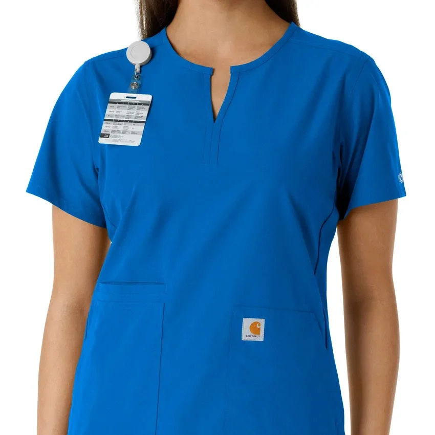 Women's Force Essentials Notch Neck Tunic Knit Panel Scrub Top